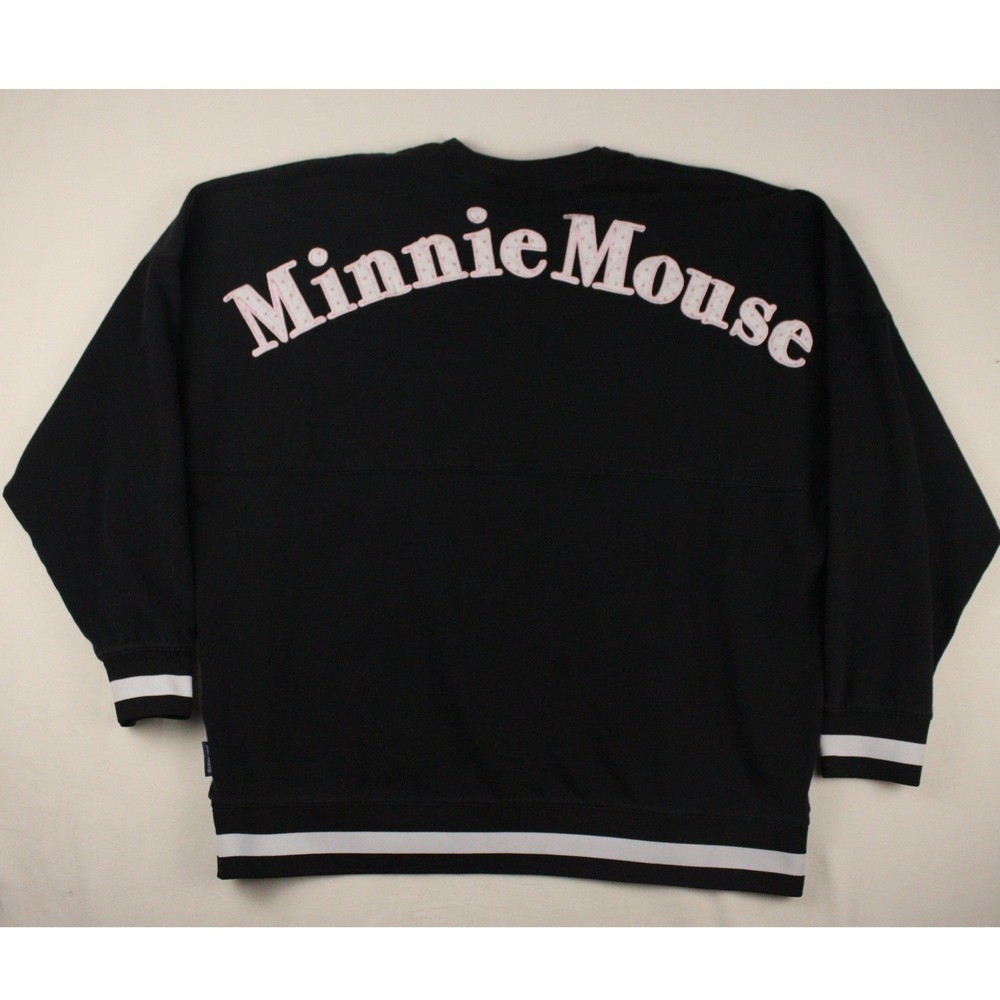 Disney Minnie Mouse Spirit Jersey XL‎ Black Pink Polka Dot Logo Sweatshirt - Picture 3 of 12